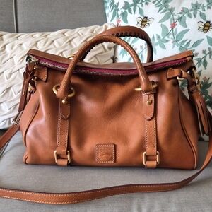 Dooney & Bourke Cognac Brown Leather Large Florentine Satchel